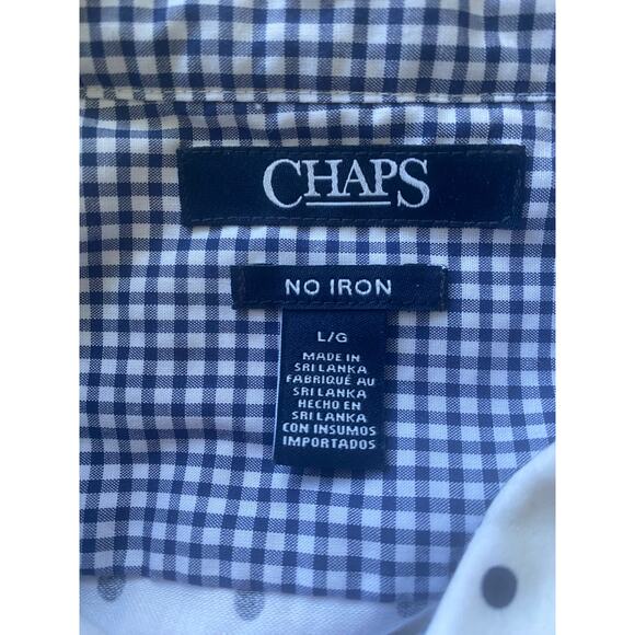 NWT FLAWS CHAPS No Iron Shirt Easy Care Slimming Fit Long Sleeve Polkadot Large - Picture 4 of 9
